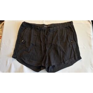 Torrid Drawstring Waist Linen Blend Shorts With Pockets Beach Black Size 2